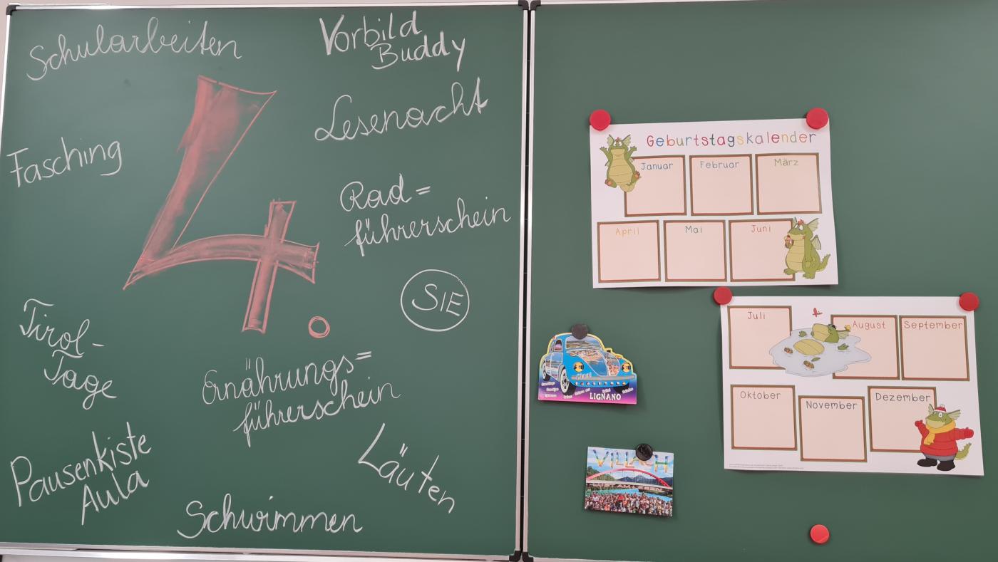 Tafelbild vierte Klasse
